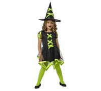 Rubies Strega Cuca Verde per ragazze, Vestito e cappello, Rubies ufficiale per Halloween, Carnevale, Compleanno e feste