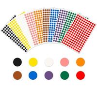 Rubigo Adesivi colorati a pois da 8 mm, 1500/3000 punti adesivi in 10 colori assortiti, etichette circolari per calendari, agende, artigianato, ufficio e scuola (10 colori, 1500 punti)