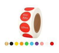 Rubigo Adesivi rotondi colorati da 25 mm, 500 adesivi rotondi, 10 colori assortiti, semi-lucidi, scrivibili, facili da staccare e resistenti, per calendari, agende, artigianato, ufficio e scuola
