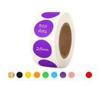 Rubigo Adesivi rotondi colorati da 25 mm, 500 adesivi rotondi, 10 colori assortiti, semi-lucidi, scrivibili, facili da staccare e resistenti, per calendari, agende, artigianato, ufficio e scuola