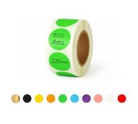 Rubigo Adesivi rotondi colorati da 25 mm, 500 adesivi rotondi, 10 colori assortiti, semi-lucidi, scrivibili, facili da staccare e resistenti, per calendari, agende, artigianato, ufficio e scuola