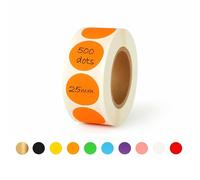 Rubigo Adesivi rotondi colorati da 25 mm, 500 adesivi rotondi, 10 colori assortiti, semi-lucidi, scrivibili, facili da staccare e resistenti, per calendari, agende, artigianato, ufficio e scuola