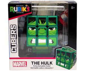 Rubik's Cube, Cubers - Hulk, 3 x 3 cubi magici Marvel in design Hulk, con accessori alla moda: corpo, supporto - la sfida dei supereroi, dagli 8 anni in su
