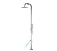 RUBINETTERIA Colonna Doccia Ginepro Inox Spazzolato da Esterno Pavimento con Lava Piedi Outdoor Giardino Piscine Stabilimenti Balneari (Colonna Doccia Ginepro)