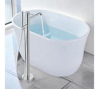 Rubinetteria per Vasca Freestanding,Miscelatore Doccia 2 Prese Acqua Miscelatore Vasca a Pavimento,cromato