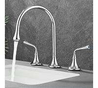 Rubinetti a 3 fori for lavabo da bagno Miscelatore for lavabo Rubinetto for bagno girevole in ottone-Grigio(Gris)