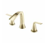 Rubinetti a 3 fori for lavabo da bagno Miscelatore for lavabo Rubinetto in acciaio inox Acqua calda e fredda Rubinetto miscelatore for bagno a doppia maniglia - Nero(Brushed Gold)