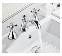 Rubinetti a Bacino diffuso in Ottone Bagno da 8 Pollici Rubinetto a 3 Fori Miscelatore per Bacino da Bagno Unica Maniglia a Croce (Chrome)