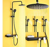 Rubinetti bianchi in oro in oro set da doccia da pioggia da 9 pollici per la doccia a 3 vie Mixer Brass Mixer Tocca con vasca da scaffale per la doccia per bagno nere e doratura LWX