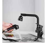 Rubinetti con Pistola spruzzo telescopico Nero tirano rotabile in Ottone Caldo e Freddo Mixer Multifunzione Rubinetto per lavello della Cucina-B (Colore: a)