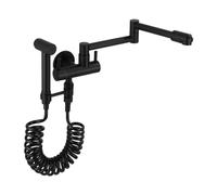 Rubinetti Cucina Estendi Lavello a Parete Lavello Singolo Rubinetto Freddo, Lavanderia Poggiatesta Balcone Filtro Pot per Caravan e Lavelli Domestici (Rubinetto nero con bidet)