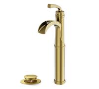 Rubinetti da Bagno Alti in Bronzo lucidato a Olio, Rubinetto per lavabo con Vasca a Cascata, Maniglia Singola per Montaggio su Ponte a Un Foro con Scarico Pop-up e Linee di Alimentazione