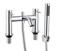 Rubinetti da bagno con soffione doccia portatile Rubinetto da bagno Miscelatore senza piombo in acciaio inossidabile Miscelatore per vasca da bagno Rubinetti da bagno Monoblocco Doppia leva Rubinetto