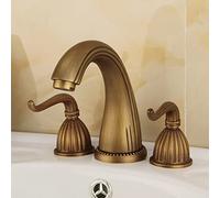 Rubinetti da bagno for lavabo 3 fori, rubinetto lavabo in ottone bagno, beccuccio miscelatore doppi manici, rubinetto miscelatore lavello caldo e freddo, rubinetto lavabo bagno 2 maniglie, oro (Color