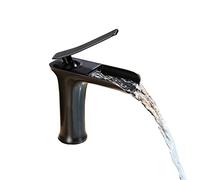 Rubinetti da bagno for lavabo Rubinetto toeletta a 1 foro a cascata a for in bronzo a Cascata Retro nero Bagno,Antico B(Black A)