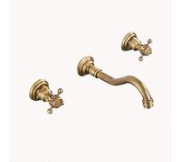 Rubinetti da bagno in ottone antico in stile europeo, rubinetto a tre fori per acqua calda e fredda separati nei lavandini del bagno