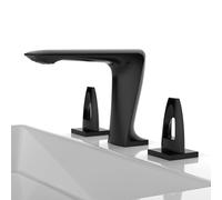 Rubinetti da bagno miscelatore a 3 fori in ottone 2 maniglie per lavabo caldo e freddo doppio controllo per lavabo a 3 fori, grigio