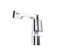 Rubinetti da bagno multifunzionali, miscelatore per lavabo estraibile, rubinetto gourmet a LED con temperatura a 360°, gru in ottone bianco (cromo)