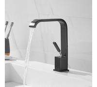 Rubinetti da bagno neri per lavabo con acqua calda e fredda, miscelatore monocomando per lavello del bagno, rubinetti monoforo, in ottone, per cucina e bagni (nero)