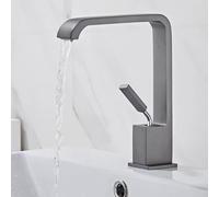 Rubinetti da bagno neri per lavabo con acqua calda e fredda, miscelatore monocomando per lavello del bagno, rubinetti monoforo, in ottone, per cucina e bagni (grigio)