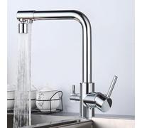 Rubinetti da Cucina a 3 Vie in Ottone Caldo e Freddo Puro purificatore di Acqua Girevole-Cromo Rubinetto