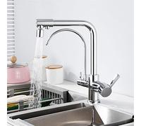 Rubinetti da Cucina a 4 Vie con Rubinetto per Filtro Acqua Potabile, Rubinetto per Acqua con Filtro Miscelatore da Cucina 4 in 1 in Ottone Massiccio, Girevole a 360 Gradi (Colore : Chrome)