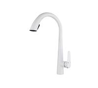 Rubinetti Da Cucina Con Beccuccio Estraibile For Miscelatori Accessori For Acqua Calda E Fredda Testa Dello Spruzzatore A Flusso Montato Sul Ponte Flusso D'Acqua Stabile(B2-White)