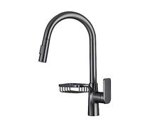 Rubinetti Da Cucina Con Beccuccio Estraibile For Miscelatori Accessori For Acqua Calda E Fredda Testa Dello Spruzzatore A Flusso Montato Sul Ponte Flusso D'Acqua Stabile(B4-Grey-Shelf)
