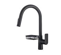 Rubinetti Da Cucina Con Beccuccio Estraibile For Miscelatori Accessori For Acqua Calda E Fredda Testa Dello Spruzzatore A Flusso Montato Sul Ponte Flusso D'Acqua Stabile(B4-Black-Shelf)
