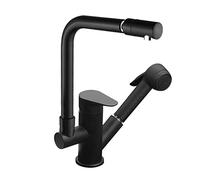 Rubinetti da Cucina con Getto Estraibile Pistola a spruzzo telescopica in Ottone per Acqua Calda e Fredda Rubinetto Miscelatore Multifunzione con Rotazione a 360° per lavello della Cucina-Nero (Color