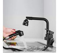 Rubinetti da Cucina con Getto Estraibile Pistola a spruzzo telescopica Nera Rubinetto Miscelatore Multifunzione Girevole a 360° in Ottone per Acqua Calda e Fredda per lavello della Cucina-B (Colore :