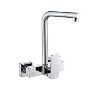 rubinetti da Cucina con Montaggio a Parete, in Rame, per lavello della Cucina, lavello della Lavanderia, Flessibile Girevole Caldo e Freddo, Maniglia a Sette Forme cromata Commerciale Verso l'Alto