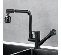 Rubinetti da Cucina con Pistola a spruzzo a spruzzo Estraibile Rubinetto per lavello da Cucina Multifunzione Caldo e Freddo Girevole telescopico in Ottone Nero-C (Colore : A)