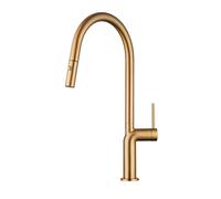 Rubinetti da Cucina cremosi Miscelatore Estraibile Rubinetto da Cucina a 1 Foro Testina di spruzzo Bocca Girevole a 360° Bocca a Collo di Cigno Rubinetti per la casa