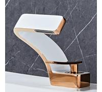 Rubinetti da cucina e bagno di alta qualità in ottone monocomando miscelatore per lavabo elegante bianco e oro rosa design a cascata elegante miscelatore per lavello per arredamento moderno della casa