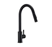 Rubinetti da cucina in ottone con spruzzatore estraibile, rubinetto per lavello da cucina per lavello da cucina, rotazione a 360 gradi, lavello caldo e freddo nero