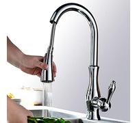 Rubinetti da cucina Miscelatore estraibile Doccetta nera cromata Ottone tipo vaso Rubinetti da cucina Rubinetto da cucina estraibile Pulsante per interruttore Pulizia Miscelatori per lavello Rubinetti