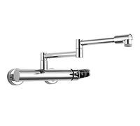 Rubinetti da cucina neri con montaggio a parete, rame pieghevole a 2 modalità, for lavello della, lavanderia, girevole caldo e freddo, commerciale(ChromeA)