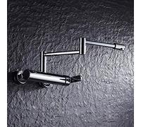 Rubinetti da cucina neri con montaggio a parete, rame pieghevole a 2 modalità, for lavello della, lavanderia, girevole caldo e freddo, commerciale(Chromeb)