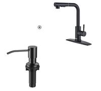 Rubinetti da Cucina Neri opachi con spruzzatore Estraibile + Dispenser di Sapone Nero per lavello da Cucina