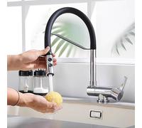 Rubinetti da cucina pieghevoli per finestra interna, rubinetto per lavello da cucina 2 modalità ugello in silicone girevole in ottone miscelatore per lavello da cucina rubinetto pieghevole cromato