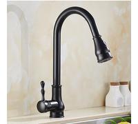 Rubinetti da Cucina Retrò Vintage con Doccetta Estraibile Miscelatore Cucina Lavello 1 Foro Bocca Girevole Maniglia Singola Rubinetto da Cucina Caldo E Freddo Nero Rubinetti per Lavello Cucina