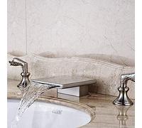 Rubinetti da cucina Rubinetto bagno a cascata montato sul ponte miscelatore for vasca con doppia maniglia in nichel spazzolato for lavandino del