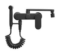 Rubinetti da Cucina Rubinetto da Cucina a Parete Nero con Pistola a spruzzo Rubinetto Miscelatore da Cucina Girevole Caldo e Freddo Multifunzione in ottone-25Cm (Colore : 25CM)