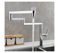 Rubinetti da cucina, Rubinetto da cucina pieghevole in ottone Bracci oscillanti a doppio snodo Acqua fredda calda for lavello a tre sezioni a doppia funzione per lavanderia, camper, bar(Chrome Three)