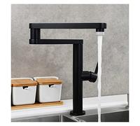 Rubinetti da cucina, Rubinetto da cucina pieghevole in ottone Bracci oscillanti a doppio snodo Acqua fredda calda for lavello a tre sezioni a doppia funzione per lavanderia, camper, bar(Black Double)