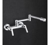 Rubinetti da Cucina Rubinetto da Cucina Pieghevole Rubinetto da Parete Rubinetto per Lavello da Cucina Miscelatore A Doppia Leva A 2 Fori E 1/4 Di Giro per Acqua Calda E Fredda Rubinetto Miscelatore
