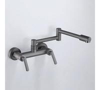 Rubinetti da Cucina Rubinetto da Parete Pieghevole Rubinetto per Lavello da Cucina Miscelatore A Doppia Leva A 2 Fori con Rotazione Di 1/4 Di Giro per Acqua Calda E Fredda Rubinetto Miscelatore Grig