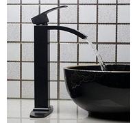 Rubinetti da cucina Rubinetto del bagno Rubinetto del bagno Cascata Pittura nera con piastra di copertura Montato sul ponte con una mano Montato Bacino Rubinetto Miscelatore