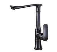 Rubinetti da cucina Rubinetto Miscelatore in ottone in antico vintage caldo e freddo Nero Foro singolo, cromato(Noir)